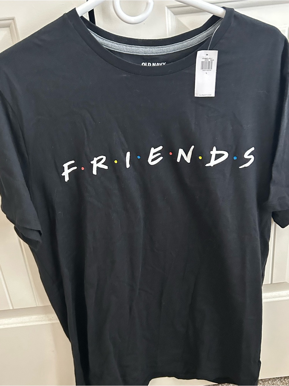 Old Navy Black 'FRIENDS' Graphic Tee with Multicolor Dots